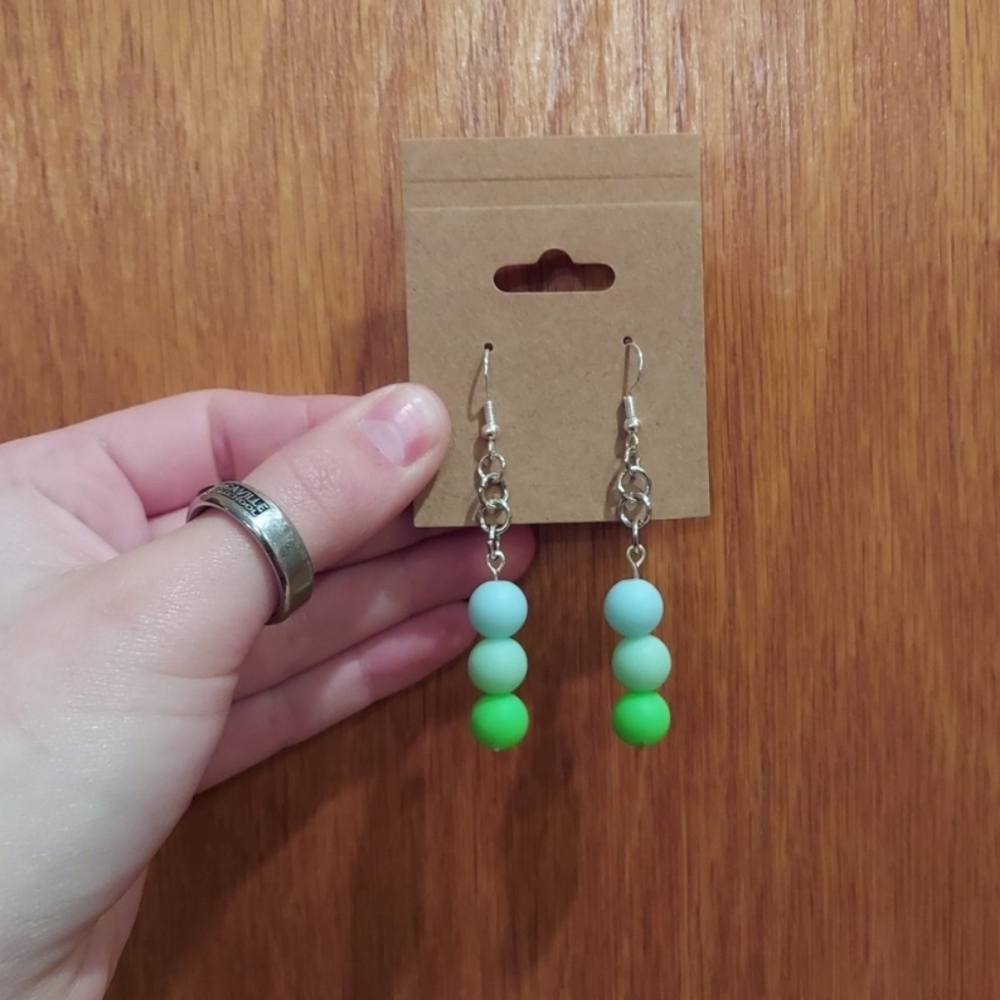 Handmade blue to green faded earrings